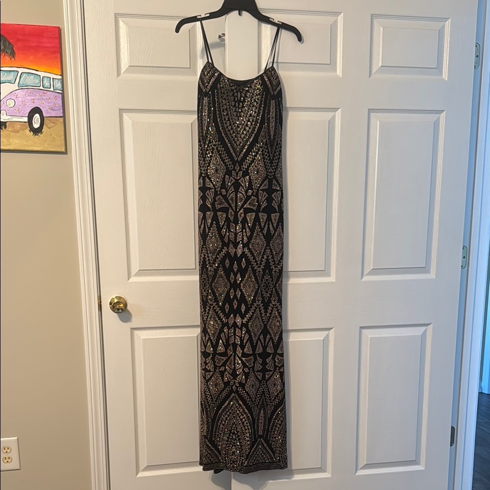 Jump Black and Gold Strapless Maxi Dress